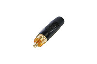 REAN RF2C-B-0 RCA Plug with Gold Plated Contacts, Black Shell, Black Boot