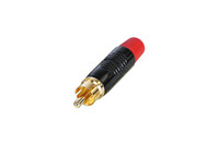 REAN RF2C-B-2  RCA Plug with Gold Plated Contacts, Black Shell, Red Boot