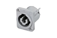 REAN RRAC3O-G-000-0  3 Pole AC powerCON Outlet Connector with D-Size Mounting Flange, Grey Housing, Bulk