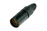 6-pin XLRM Cable Connector, Black with Gold Contacts