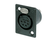 6-pin XLRF Panel Connector, Black with Gold Contacts