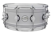 DW Design Series 6.5x14" Aluminum Snare Drum MAG Throw-off, Design Series Snare Lugs, and Triple-flange Hoops