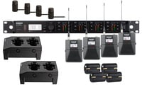 Shure ULXD14Q/85-G50 ULXD Quad Channel Lavalier Wireless Bundle with 4 Bodypacks, 4 WL185 Mics, 4 Batteries and 2 Chargers, in G50 Band