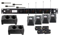 Shure ULXD14Q/93-G50 ULXD Quad Channel Lavalier Wireless Bundle with 4 Bodypacks, 4 WL93 Mics, 4 Batteries and 2 Chargers, in G50 Band