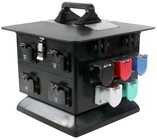 Lex DB100NP-AQQ-S3-RGN Rubber Enclosure 100A Panel Mount Cam Inlet, 12x 20A 5-20 GFCI Duplex Receptacles, Type 3R, Reverse Ground and Neutral
