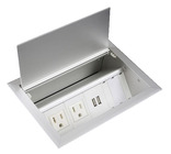 FSR SYM-IN-2AC-1CA-1SS-AW Symphony In-Table Stocked Model with 2 AC Outlets, 1 Dual USB Charger,1 Snap-In, Aluminum Housing, White Inserts