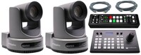 PTZOptics 2 - PT20X-4K-G3 PTZ Camera Bundle, Gray With HC-JOY-G4 Controller, V-1HD and two 15' HDMI Video Cables