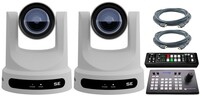 PTZOptics 2 - PT12X-SE-G3 PTZ Camera Bundle, White With HC-JOY-G4 Controller, V-1HD and two 15' HDMI Video Cables