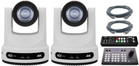 PTZOptics 2 - PT20X-4K-G3 PTZ Camera Bundle,White With HC-JOY-G4 Controller, V-1HD and two 15' HDMI Video Cables