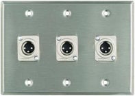 Plateworks Triple-Gang Stainless Steel Wall Plate with 3x XLR-M Connectors