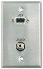 Plateworks Single-Gang Stainless Steel Engraved Wall Plate with 1x VGA Pass Thru & 1x 1/8" Audio Connectors