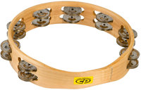 10" CP Wood Tambourine with Double Row of Jingles