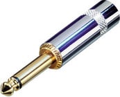 1/4" TS Cable Connector, Gold Contact