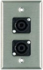Plateworks Single Gang Stainless Steel Wall Plate with 2x NL4MP Speakon Connectors