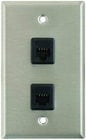 Single Gang Wallplate with 2 RJ45 Jacks, Steel