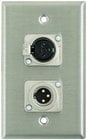 Plateworks Single-Gang Stainless Steel Wall Plate with 1x XLR-F, 1x XLR-M Connector