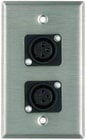 Plateworks Single-Gang Stainless Steel Wall Plate with 2x XLR-F Plastic Connectors