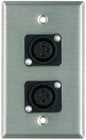 Single Gang Wallplate with 2 Plastic XLRF Jacks, Steel