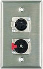 Plateworks Single-Gang Stainless Steel Wall Plate with 1x XLR-F, 1x Locking 1/4" TRS