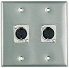 Dual Gang Wallplate with 2 Latchless XLRF Jacks, Steel