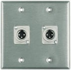 Plateworks Dual-Gang Stainless Steel Wall Plate with 2x XLR-M Connectors