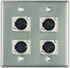 Plateworks Dual-Gang Stainless Steel Wall Plate with 4x XLR-F Connectors