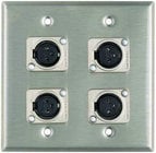 Dual Gang Wallplate with 4 XLRF Jacks, Steel