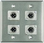 Plateworks Dual-Gang Stainless Steel Wall Plate with 4x XLR-M Connectors