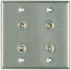 Plateworks Dual-Gang Stainless Steel Wall Plate with 4x 3-Conductor 1/4" TRS Jacks