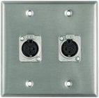 Plateworks Dual-Gang Stainless Steel Wall Plate with 2x Latching XLR-F Connectors