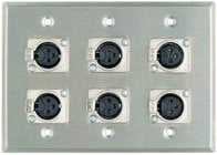 Plateworks Triple-Gang Stainless Steel Wall Plate with 6x 3-Conductor Latching XLR-F Connectors