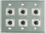 Plateworks Triple-Gang Stainless Steel Wall Plate with 6x 3-Conductor XLR-M Connectors