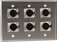 3 Gang Wall Plate with 6 XLR-F Connectors