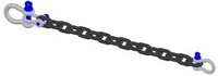 36" Rigging Chain with 2x 1/4" and 1x 3/8" Shackles, 2800lb WLL