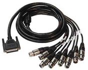 Snake, DB25 Male to 8 Female XLR, 10ft