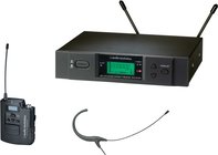 Wireless UHF Bodypack Microphone System with MicroSet Omnidirectional Condenser Headworn Microphone (Black), Frequency-Agile, True Diversity, TV25-30