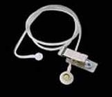 Straight acoustic eartube with clothing clip for use with earmolds or eartip.
