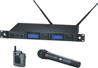 Dual Wireless Microphone System with Bodypack Transmitter & AEW-T4100a Cardioid Dynamic Mic/Transmitter, UHF Band C: 541.500 MHz to 566.375 MHz