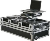 Large-Format Glide Style DJ Coffin (for 10" Mixers, 2 CD Turntables/Players, with Sliding Laptop Platform)