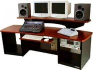 Audio/Video Workstation Desk (Maple Finish, 2x 12 RU Cabinets)