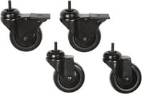 Set of 4 (2x 3/8", 2x 1") Black Casters (for Acecta, EB Series Mobile Stands)