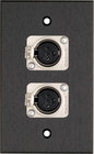 Plateworks Single Gang Black Anodized Aluminum Wall Plate with 2x XLR-F Jacks