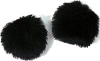 1 Pair of Furry Black Windjammers for Lavalier Microphones