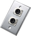 Single Gang Silver Wallplate with 2 XLRM Connectors