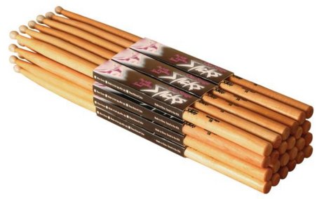 On-Stage AHW7A 7A Wood Tip American Hickory Drumsticks, 12 Pack