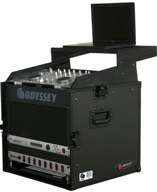 Odyssey FRGS808BL Black Label Flight Ready Glide-Style Combo Rack Case, 8RU Top, 8RU Bottom FRGS808BL