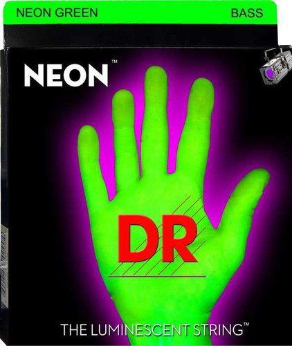 DR Strings NGB5-45 Bass Strings, NEON HiDef Green SuperStrings, 5-String Medium 45-105