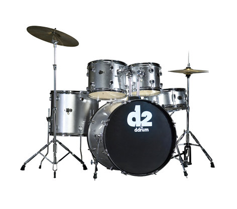 ddrum d2 5 Piece Drum Kit in Brushed Silver with Cymbals & Hardware D2-BRUSHED-SILVER