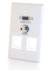 Cables To Go 40544 Single Gang HD15 + 3.5mm + (2) Keystone Wall Plate, Brushed Aluminum 40544-CTG