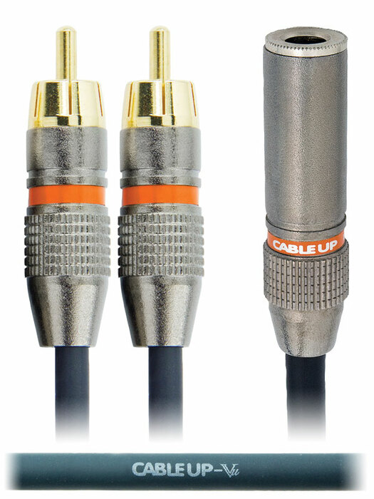 Cable Up by Vu YP-PF2-RMD-0.5 6" 1/4" TS Female to Dual RCA Male Parallel Y-Cable YP-PF2-RMD-0.5